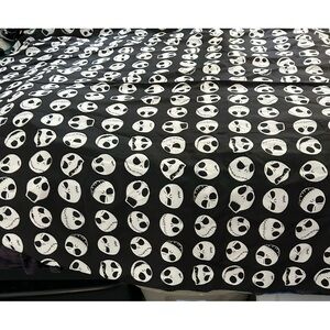 Novelty Jack Skellington Skull Print Black Fabric table linen 72x56 inches